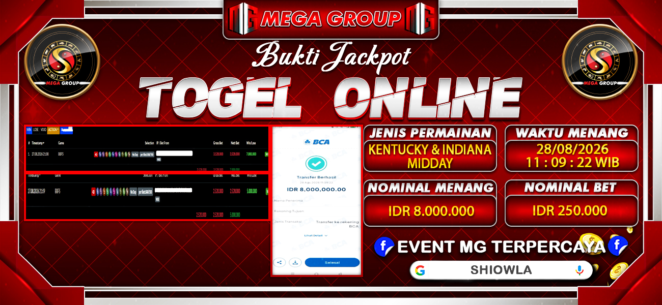 Bukti JP situs Shiowla hari Sabtu, 29 Agustus 2026