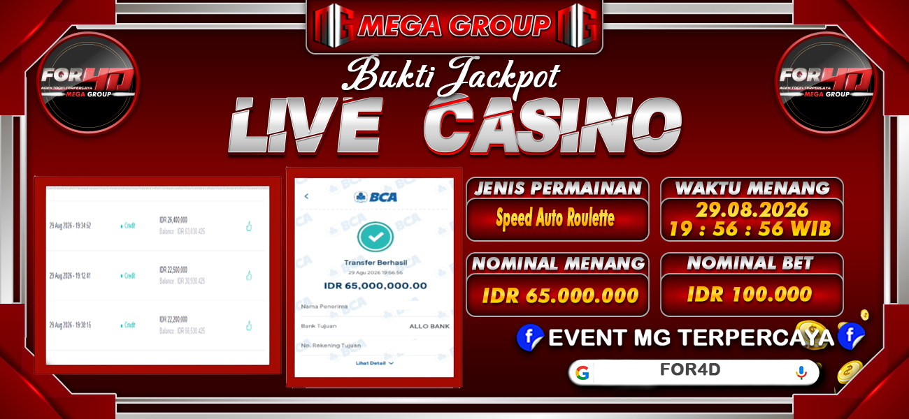 Bukti JP situs For4D hari Sabtu, 29 Agustus 2026