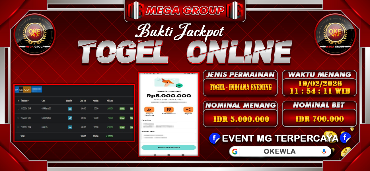 Bukti JP situs Okewla hari Kamis, 19 Februari 2026