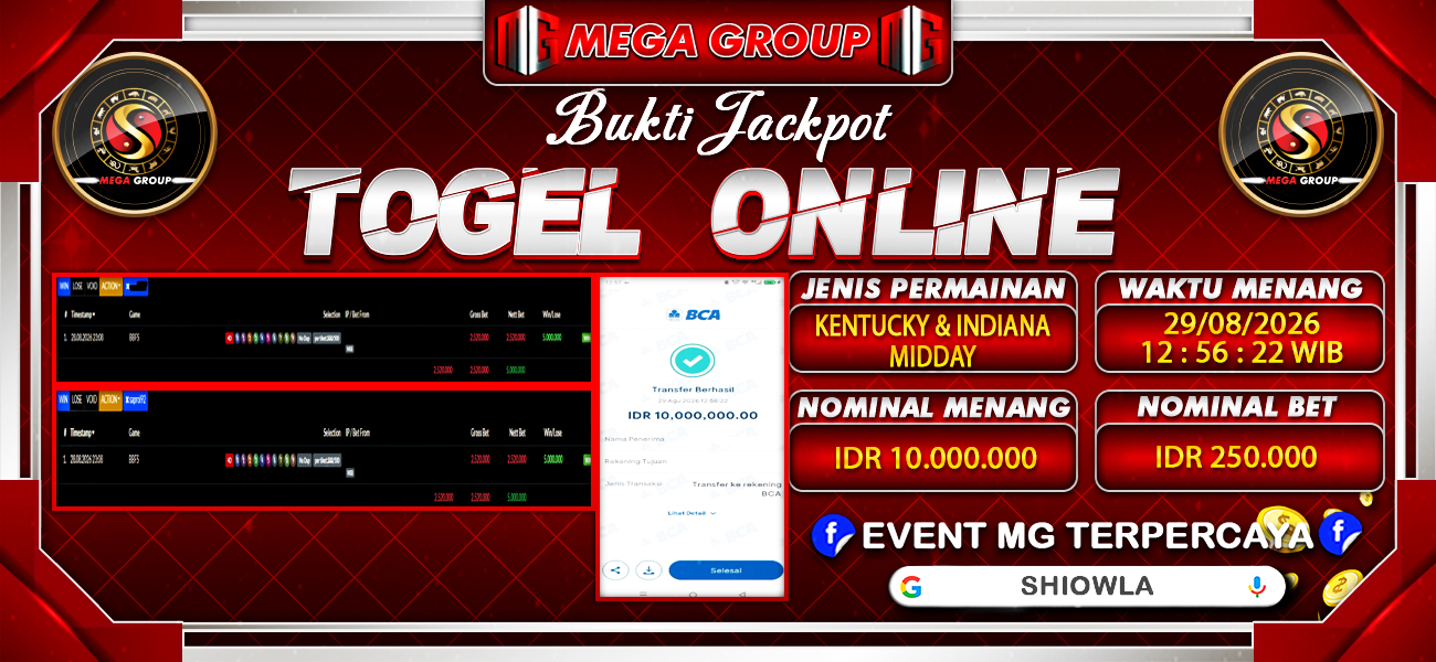 Bukti JP situs Shiowla hari Sabtu, 29 Agustus 2026