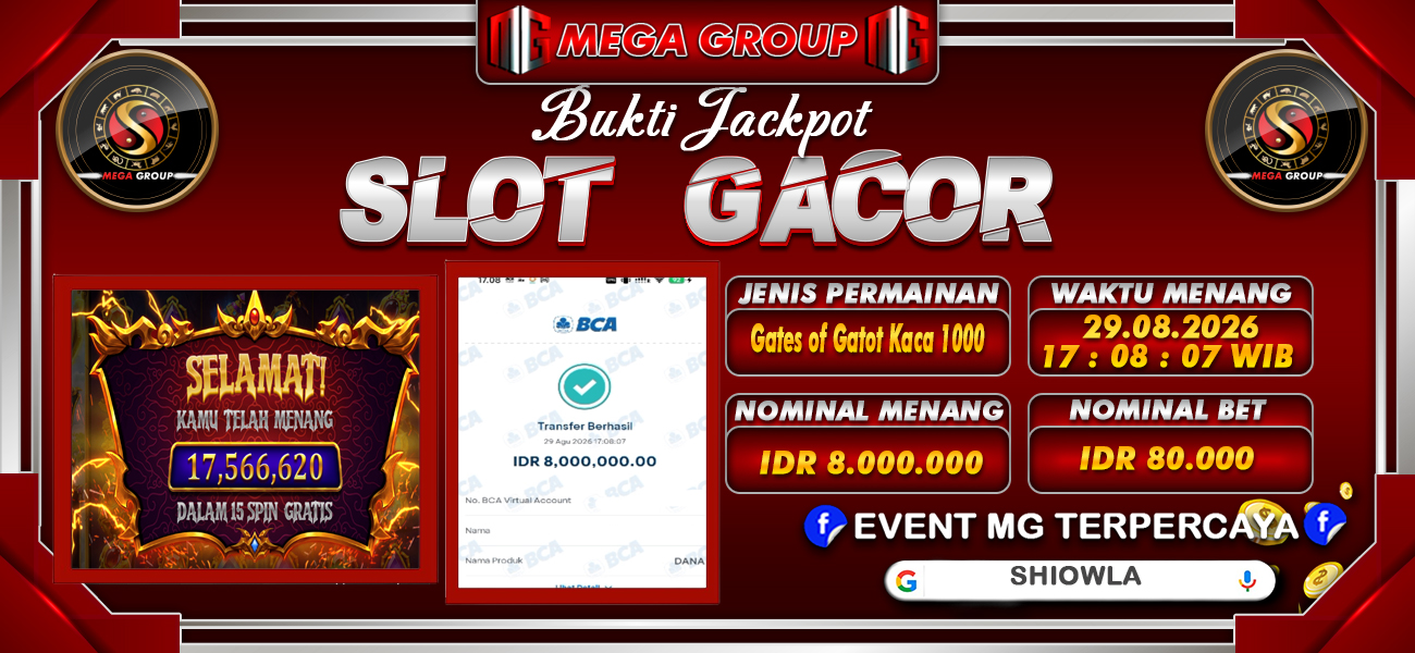 Bukti JP situs Shiowla hari Sabtu, 29 Agustus 2026