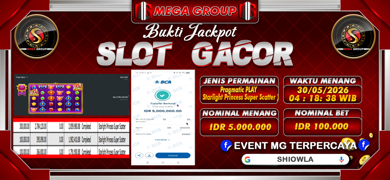 Bukti JP situs Shiowla hari Minggu, 31 Mei 2026
