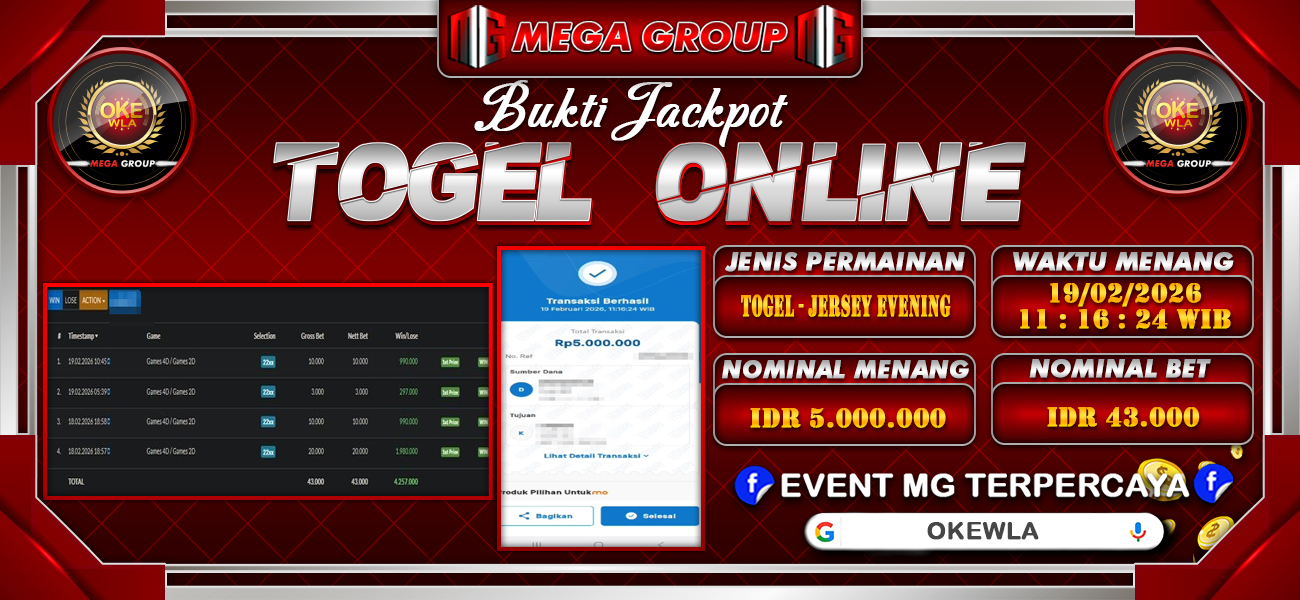 Bukti JP situs Okewla hari Kamis, 19 Februari 2026