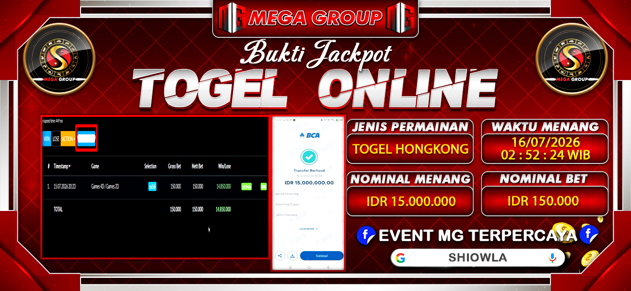 Bukti JP situs Shiowla hari Kamis, 16 Juli 2026
