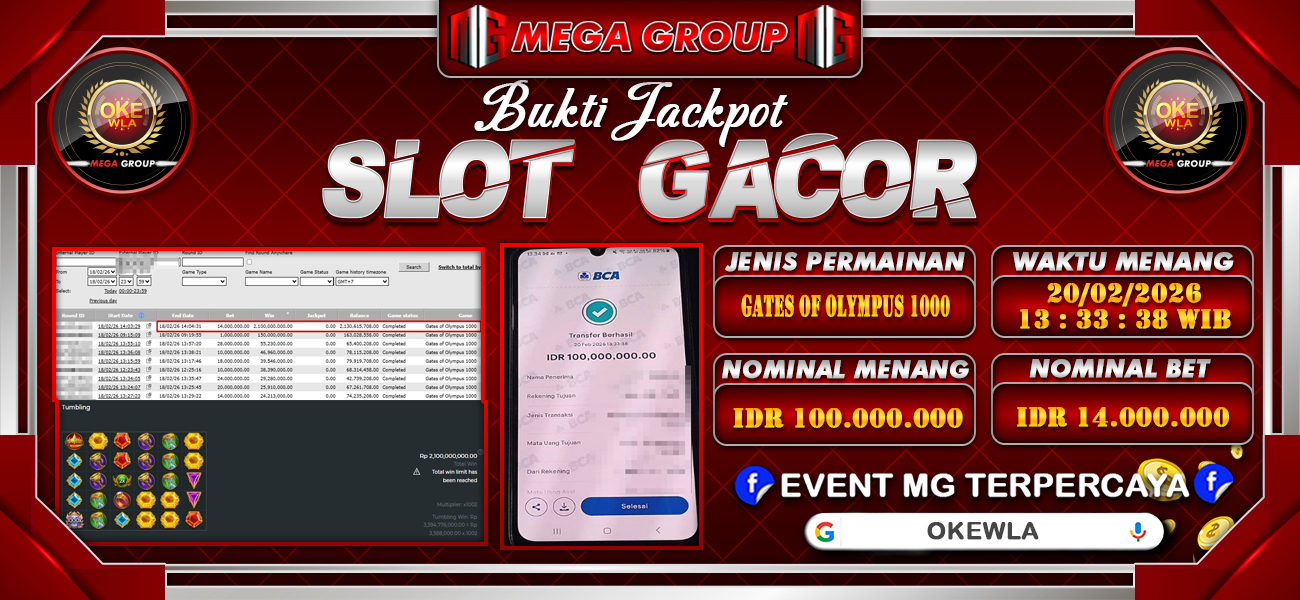 Bukti JP situs Okewla hari Jumat, 20 Februari 2026