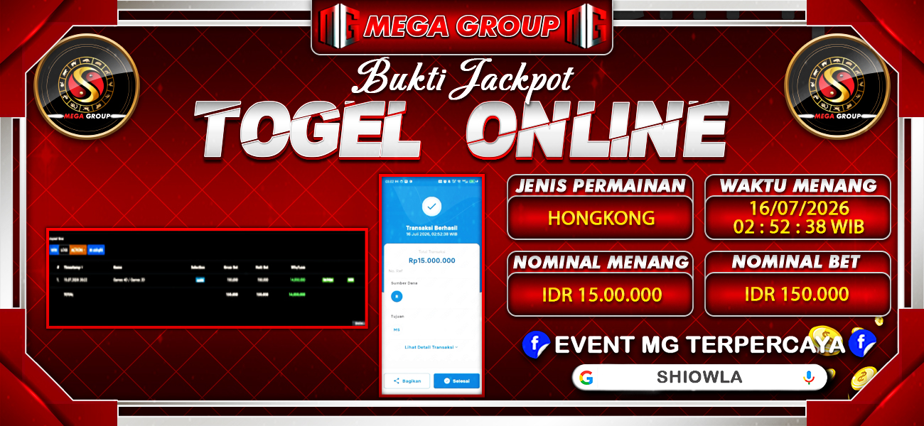 Bukti JP situs Shiowla hari Kamis, 16 Juli 2026