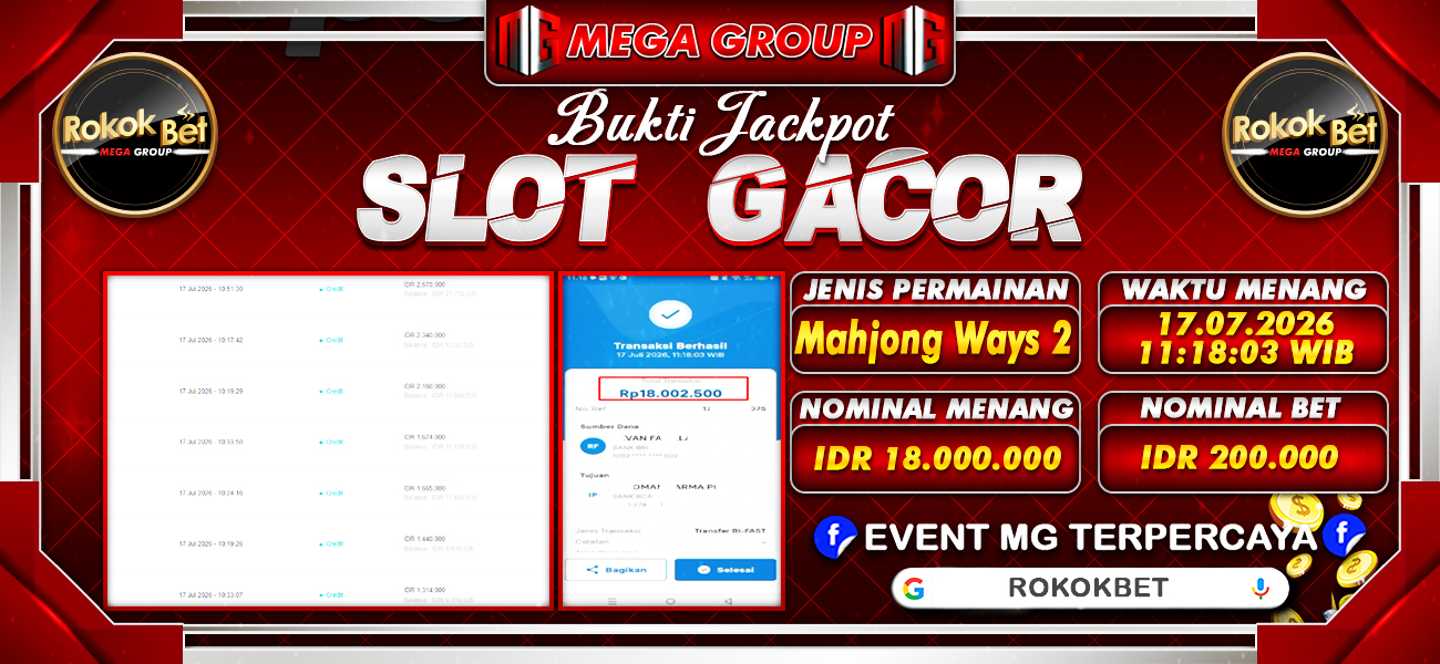 Bukti JP situs Rokokbet hari Jumat, 17 Juli 2026