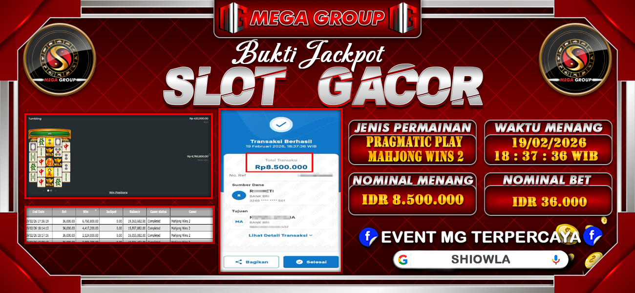 Bukti JP situs Shiowla hari Kamis, 19 Februari 2026