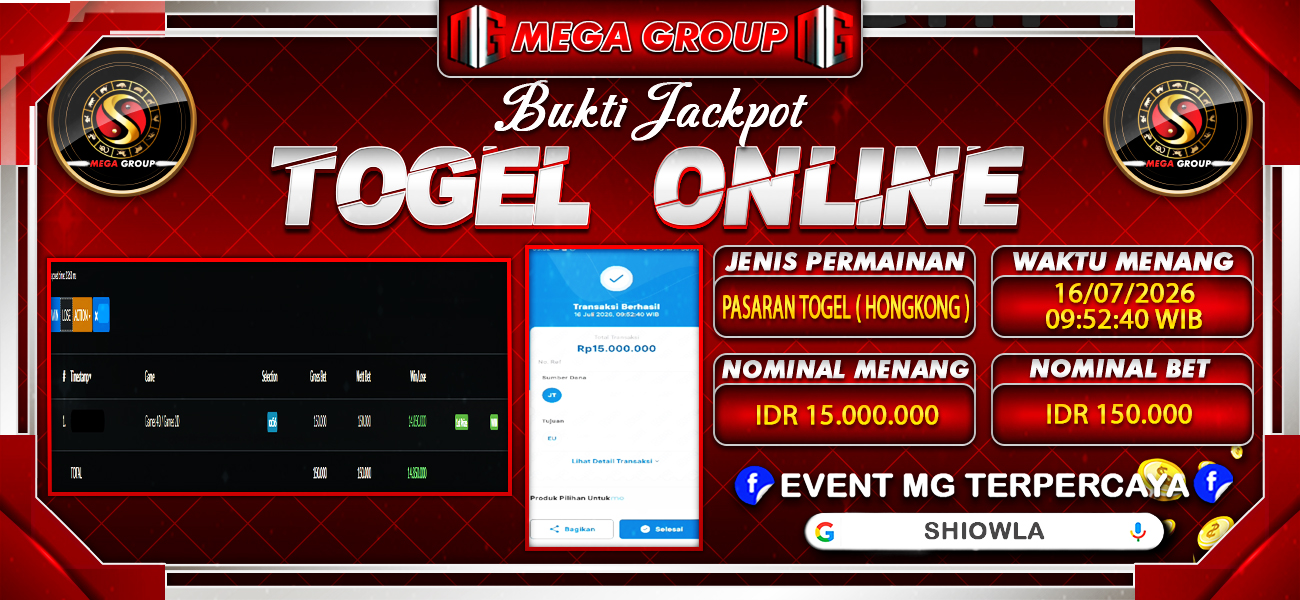 Bukti JP situs Shiowla hari Kamis, 16 Juli 2026