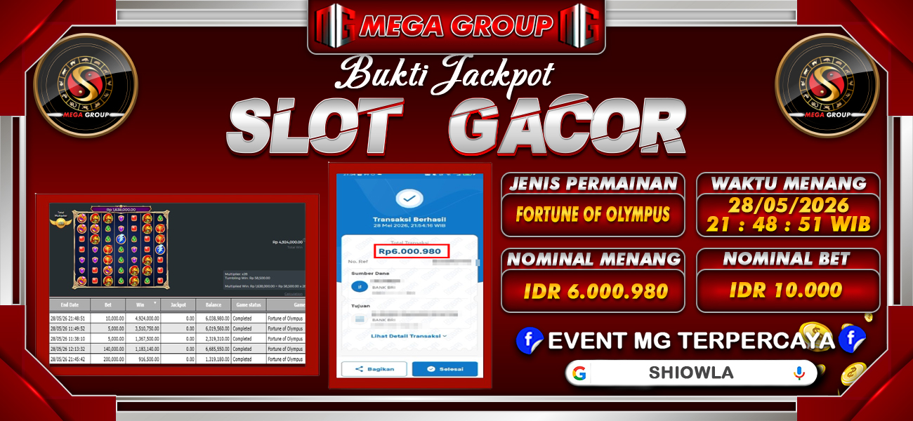 Bukti JP situs Shiowla hari Sabtu, 30 Mei 2026