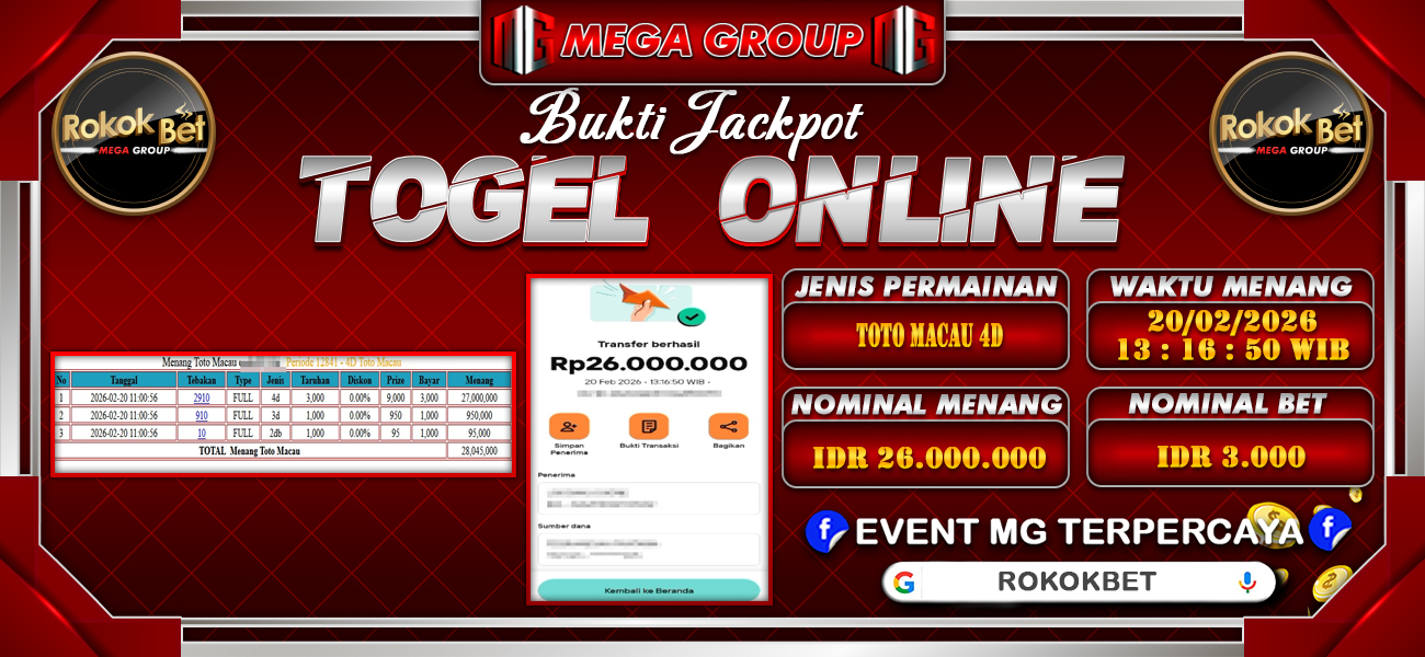 Bukti JP situs Rokokbet hari Jumat, 20 Februari 2026