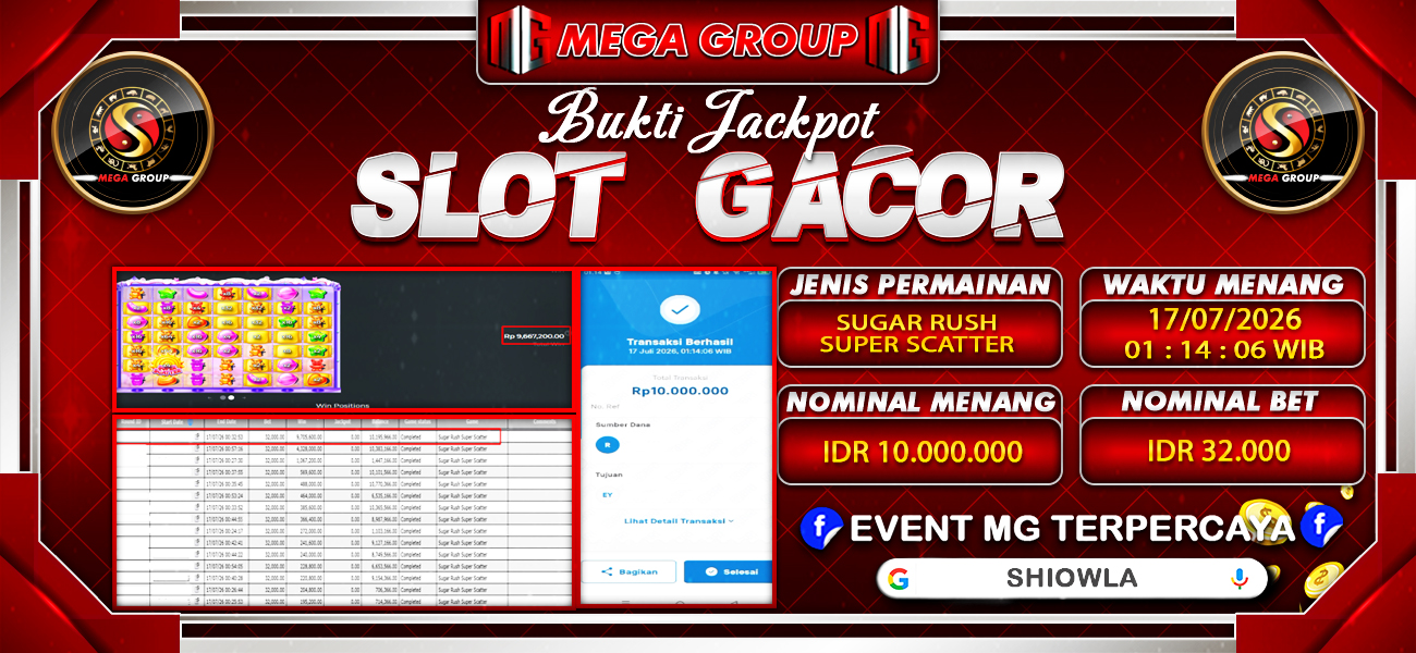 Bukti JP situs Shiowla hari Jumat, 17 Juli 2026