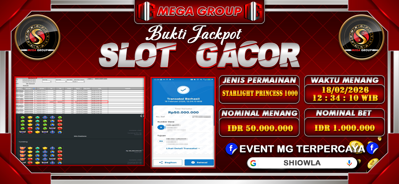 Bukti JP situs Shiowla hari Rabu, 18 Februari 2026