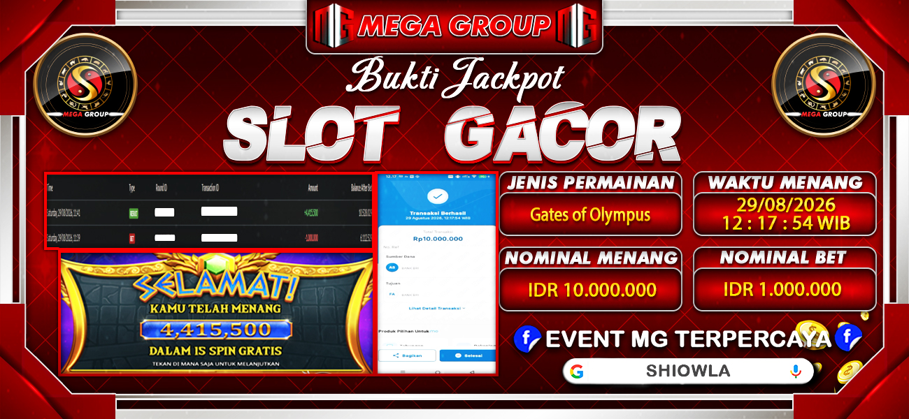 Bukti JP situs Shiowla hari Sabtu, 29 Agustus 2026