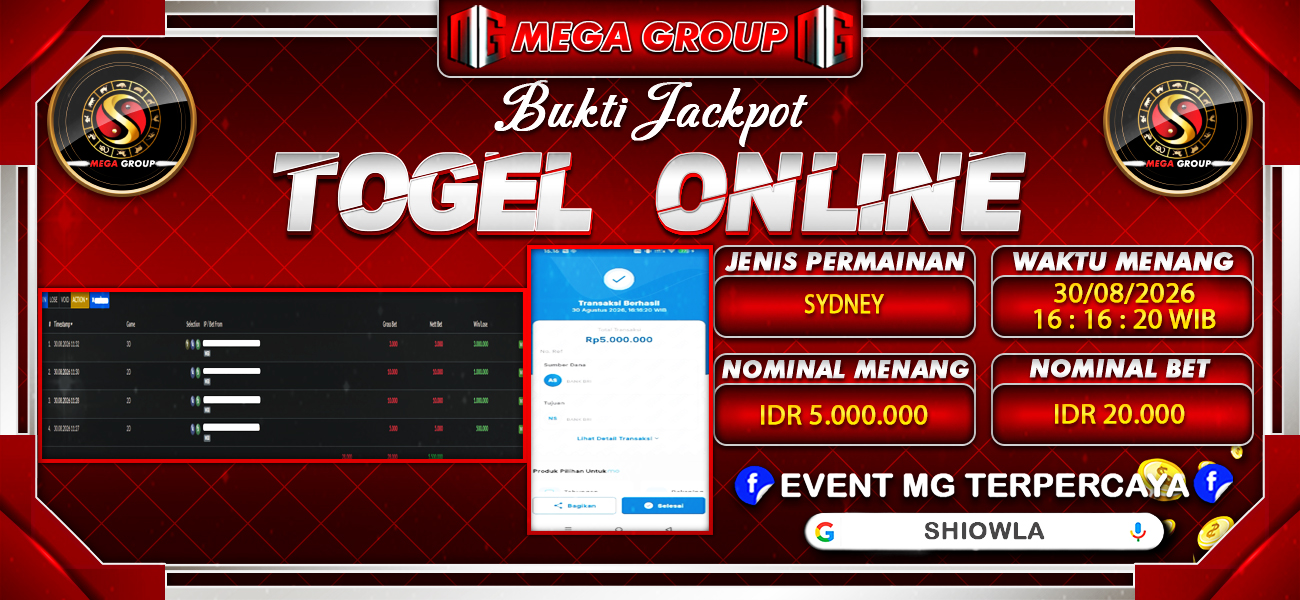 Bukti JP situs Shiowla hari Minggu, 30 Agustus 2026