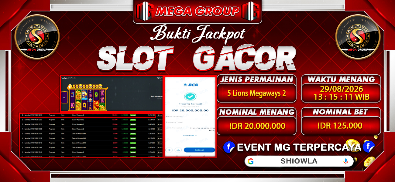 Bukti JP situs Shiowla hari Sabtu, 29 Agustus 2026
