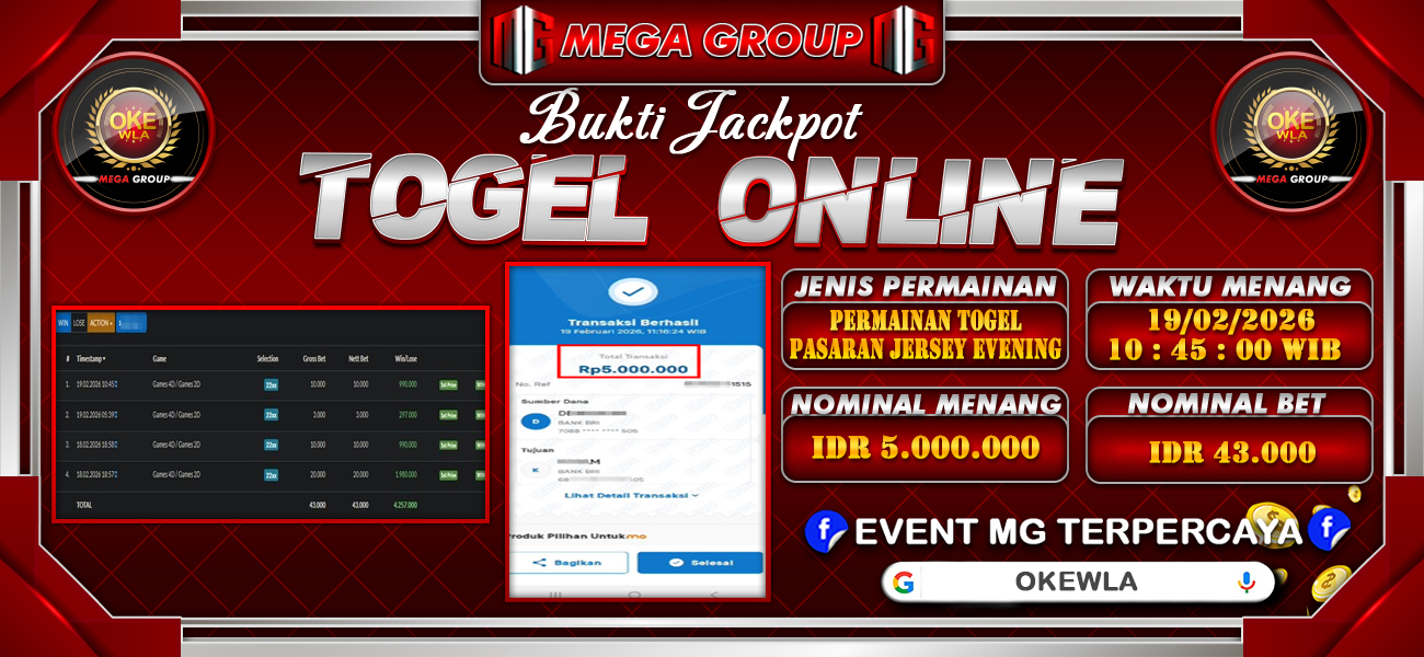 Bukti JP situs Okewla hari Kamis, 19 Februari 2026