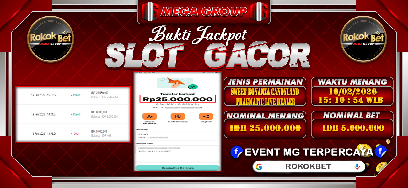 Bukti JP situs Rokokbet hari Kamis, 19 Februari 2026