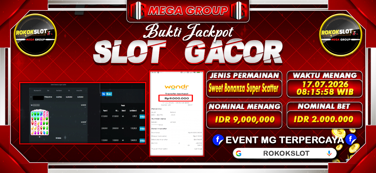 Bukti JP situs Rokokslot hari Jumat, 17 Juli 2026