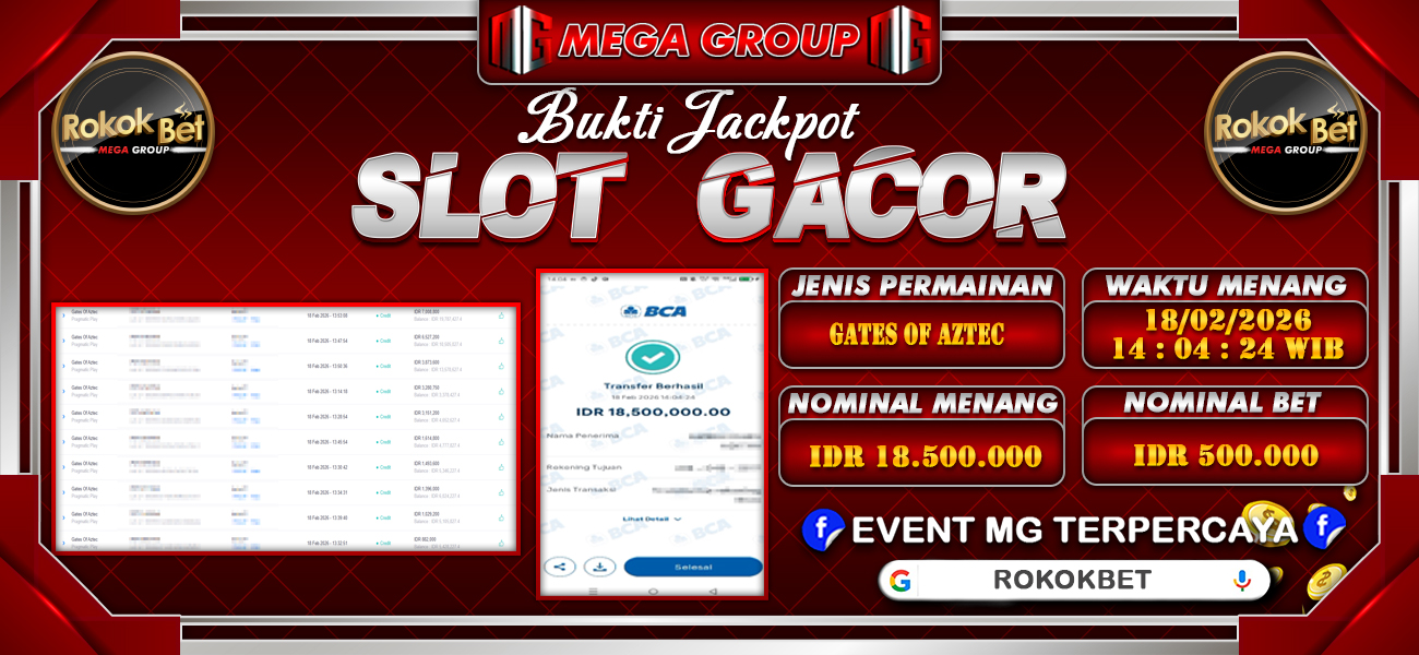 Bukti JP situs Rokokbet hari Rabu, 18 Februari 2026