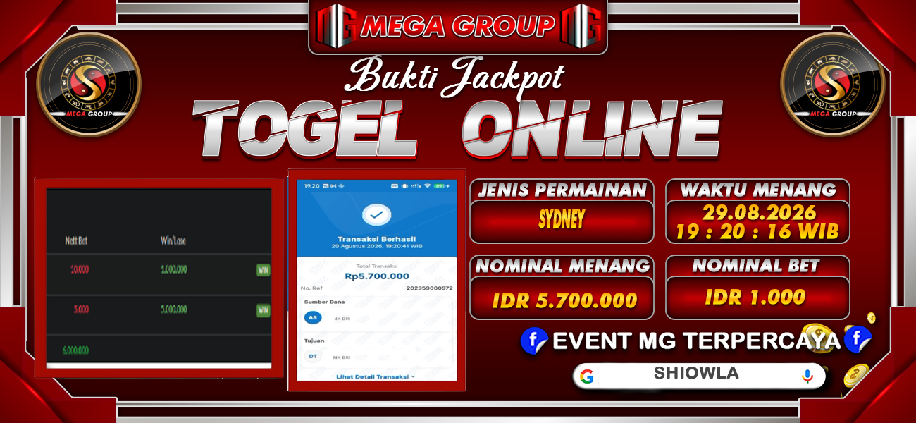 Bukti JP situs Shiowla hari Sabtu, 29 Agustus 2026