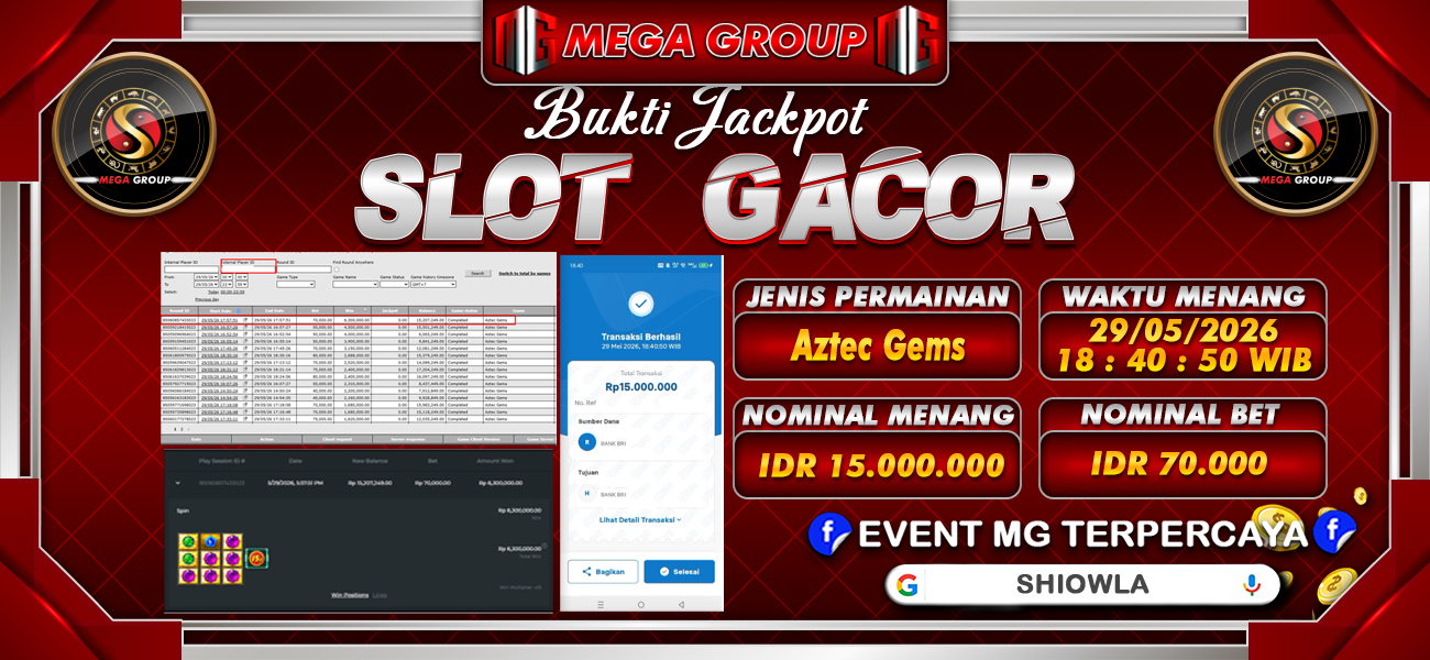 Bukti JP situs Shiowla hari Jumat, 29 Mei 2026