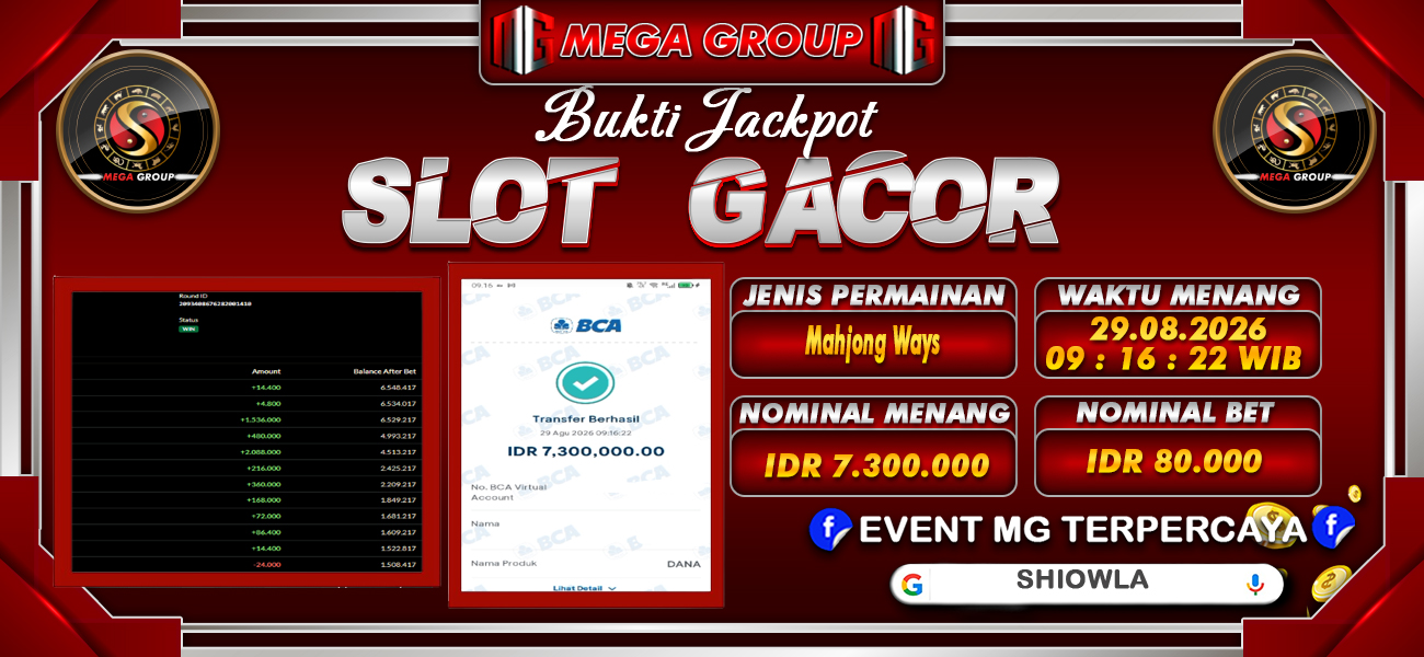Bukti JP situs Shiowla hari Sabtu, 29 Agustus 2026